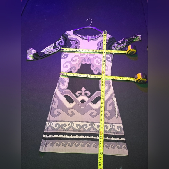 White Mark Women Multicolor Polyester Round Neck Long Sleeve Knee Length Dress M - Picture 11 of 12